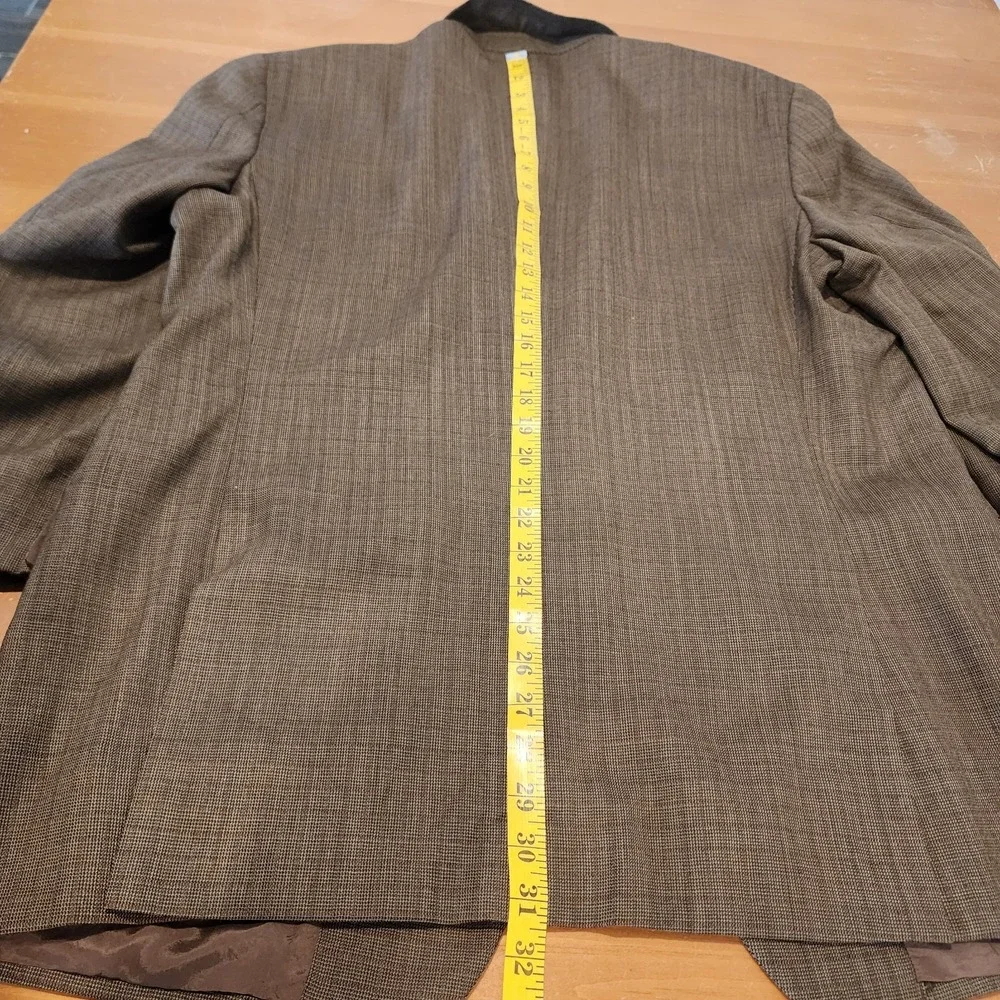 Joseph Abboud American Soft Blazer Tan Glen Plaid 100% Wool Sport Coat Mens 44R